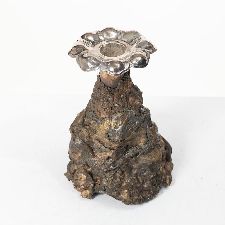 Olle Ohlsson, Skulptur/ljusstake, brons, silver, Stockholm 2020.