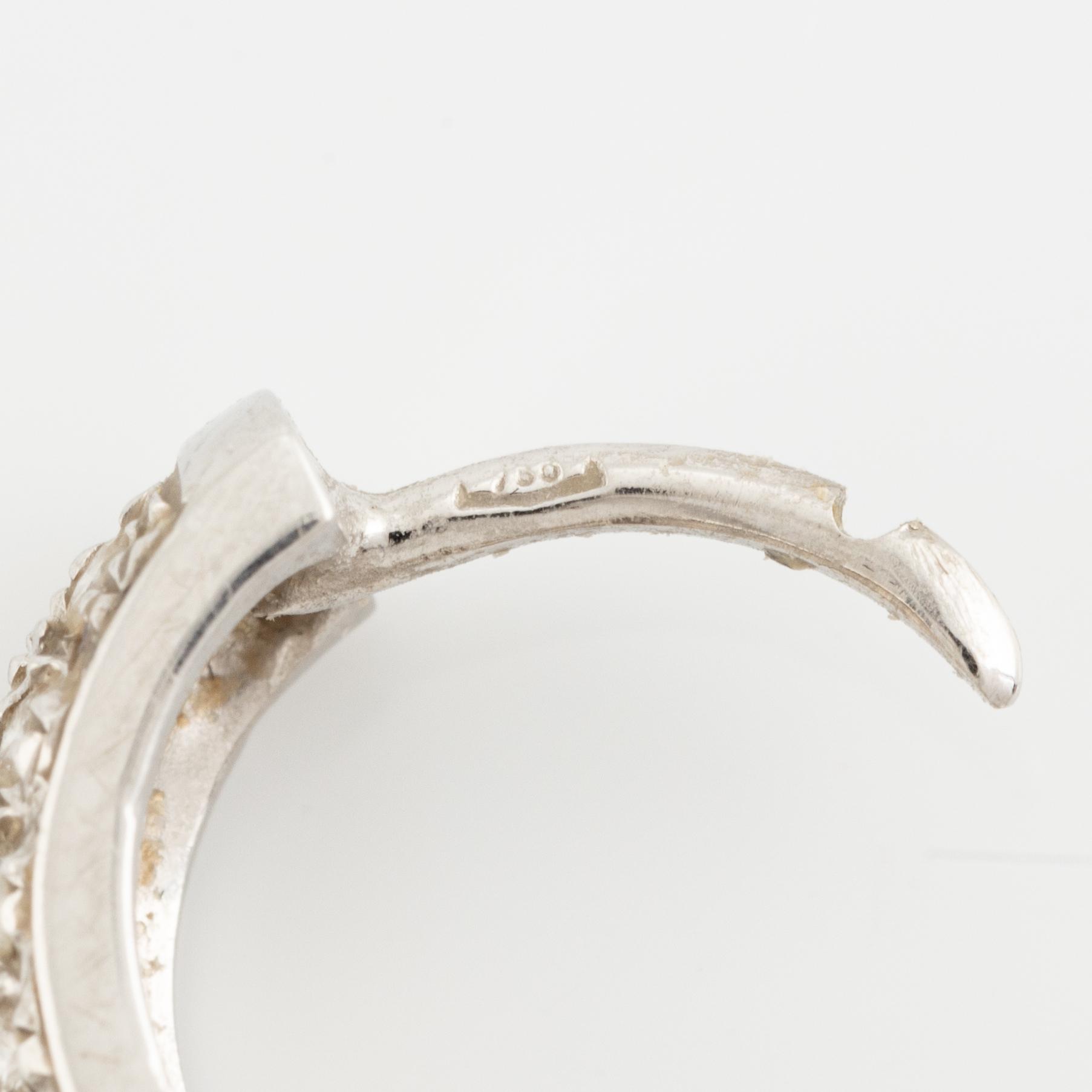 A pair of 18K white gold earrings with diamonds ca. 0.60 ct in total. Finnish import marks 1998.