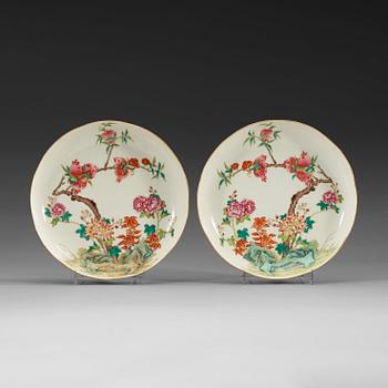 277. A pair of famille rose dishes, Republic, with Jiaqings sealmark in red (1912-49).