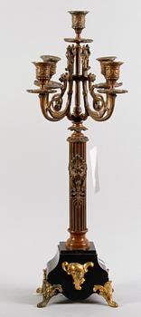 KANDELABER, sten, metall, nyrenässans, sent 1800-tal.