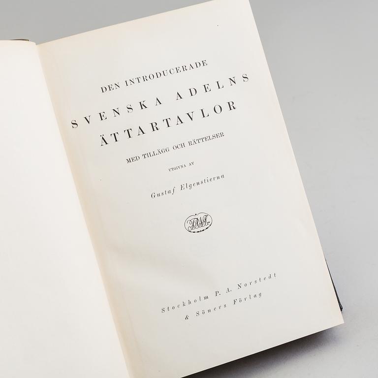 BOKVERK, vol I-IX, "Den introducerade Svenska Adelns Ättartavlor", Gustaf Elgenstierna, Stockholm, 1925-36.