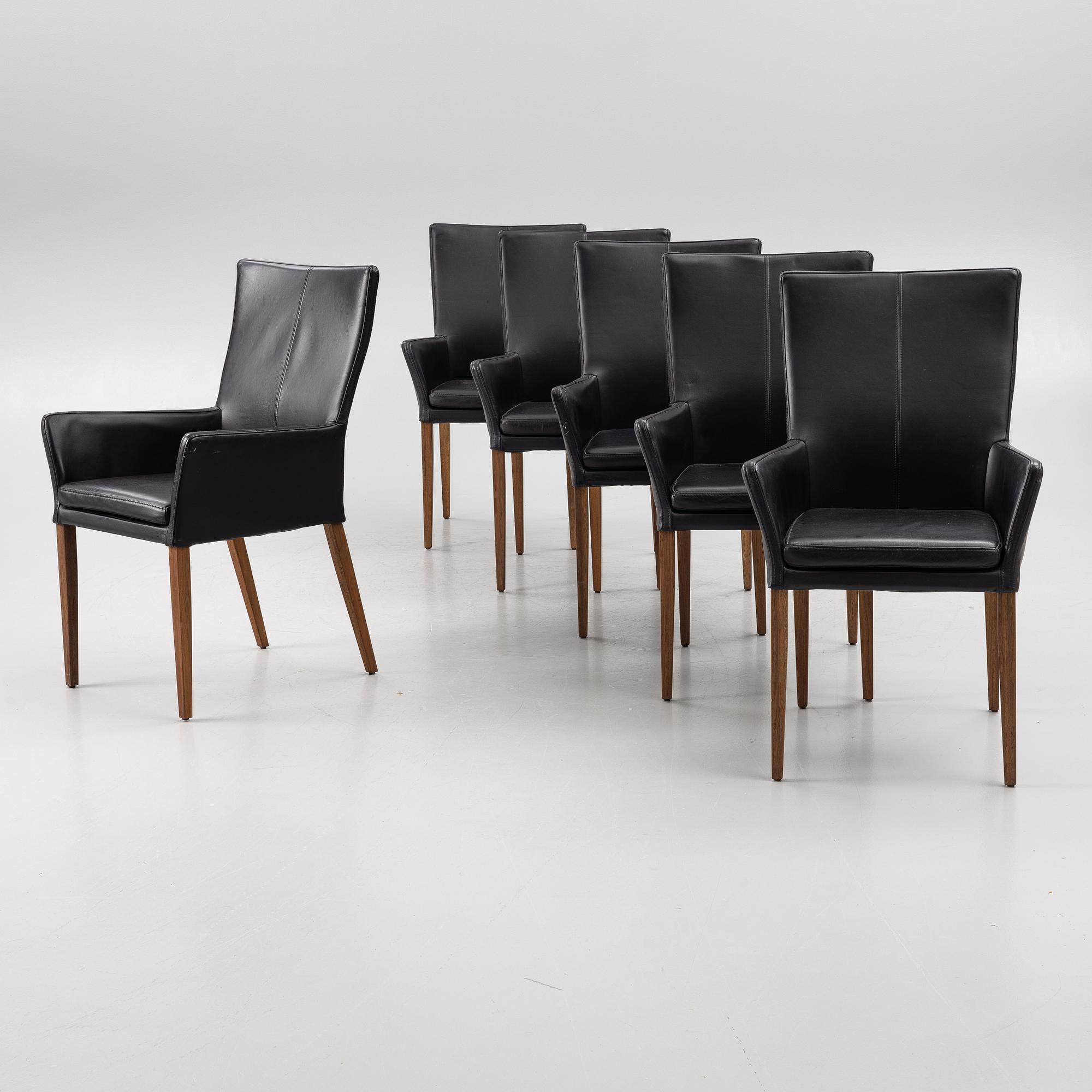 Six armchairs, contemporary.