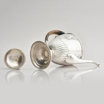 A Swedish 19th century silver coffee-pot, marks of Pehr Olof Bäckström, Gävle 1817.
