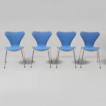 STOLAR, 4 st, "Sjuan", Arne Jacobsen, Fritz Hansen, sent 1900-tal.
