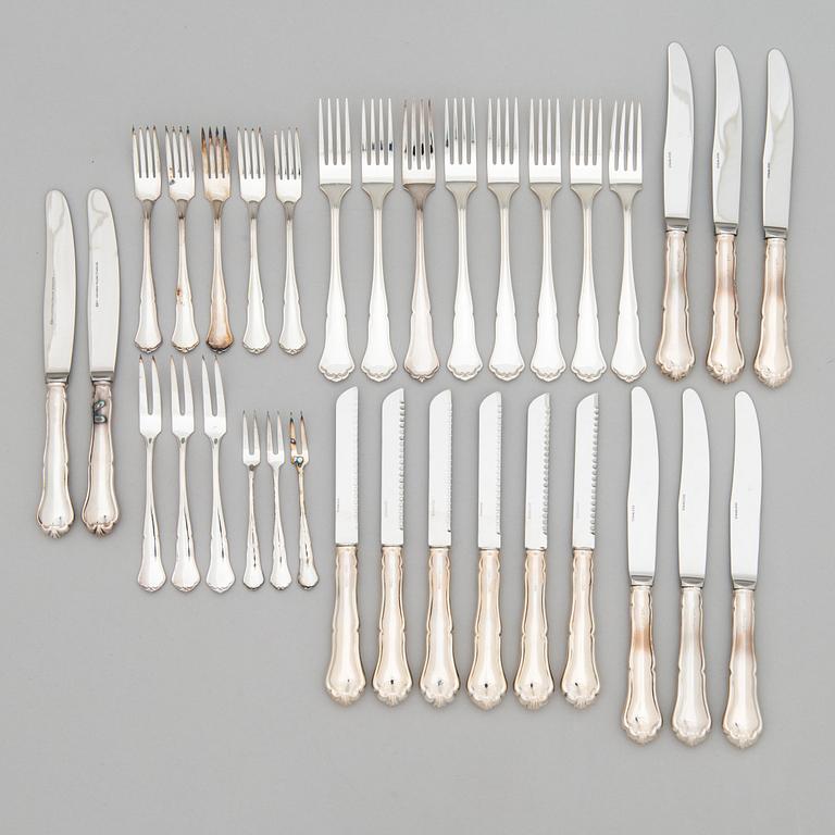 A 89-piece set of 'Chippendale' silver cutlery, Finnish hallmarks and control marks 1967-99.