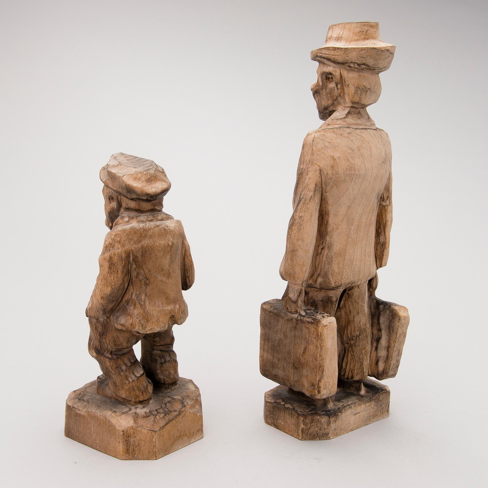 GEORG ÖHMAN, Puuveistoksia, 2 kpl, leimasigneerattu.