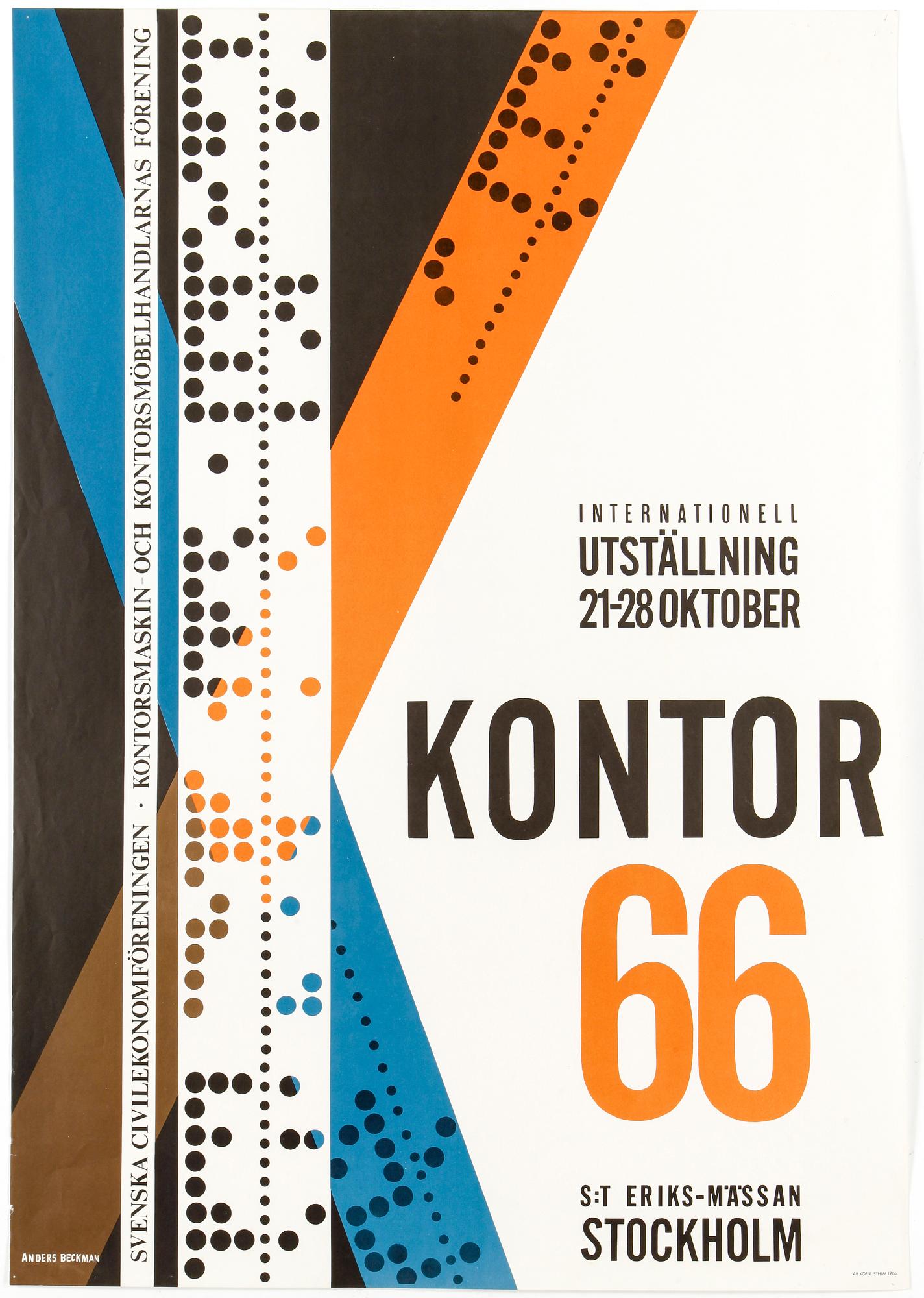 ANDERS BECKMAN, litografiskt tryck, 1966, utgiven av AB Kopia Stockholm.