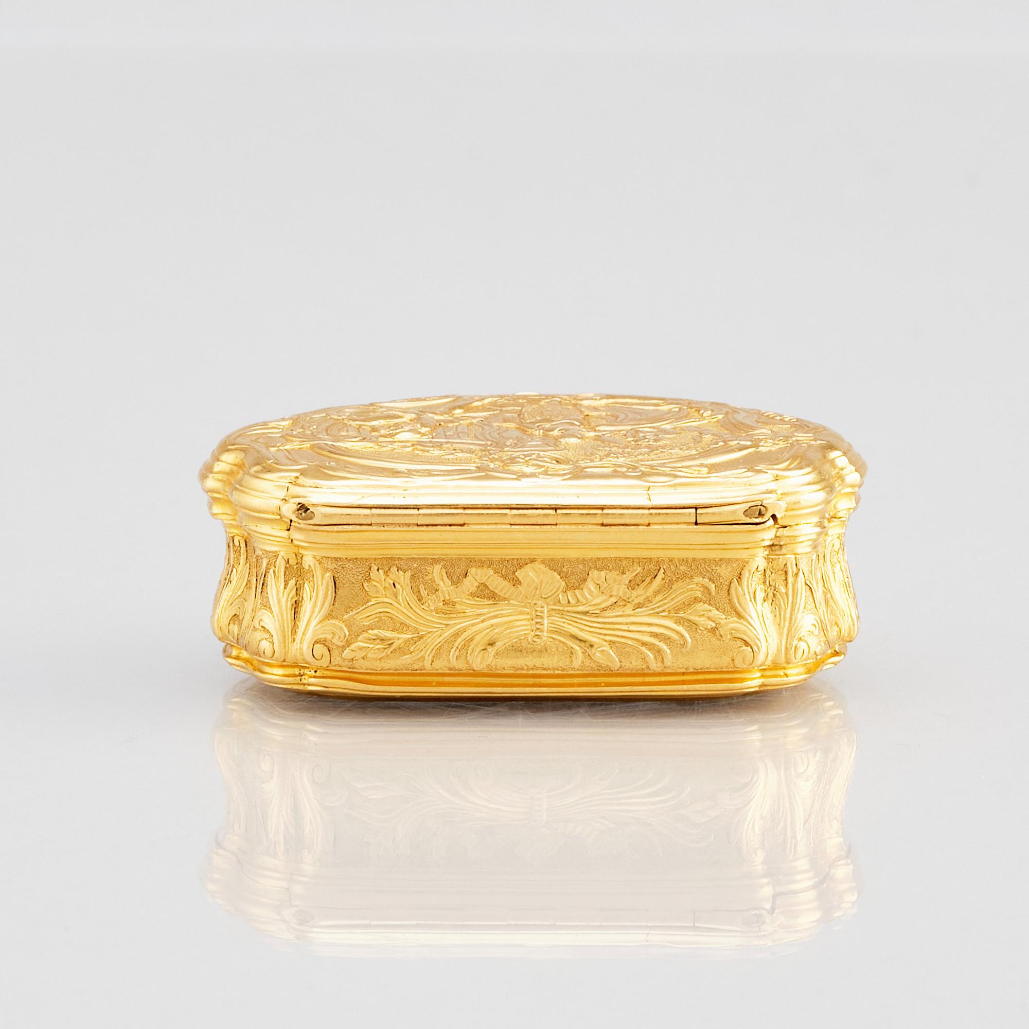Frantz Bergs, dosa, guld, (verksam i Stockholm 1725-1777), 1700-talets mitt. Rokoko.
