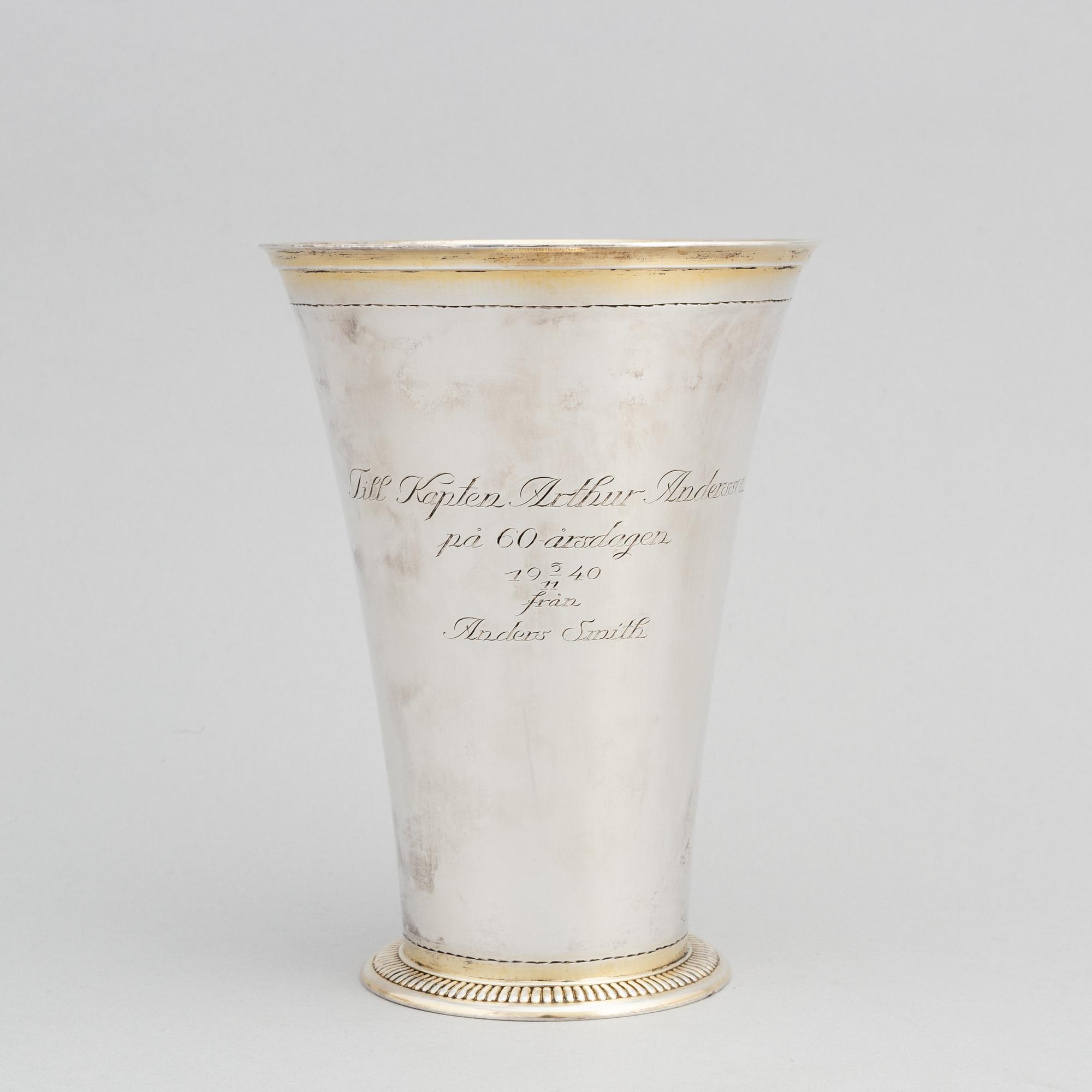 A Swedish silver beaker, mark of GAB, Stockholm 1940.