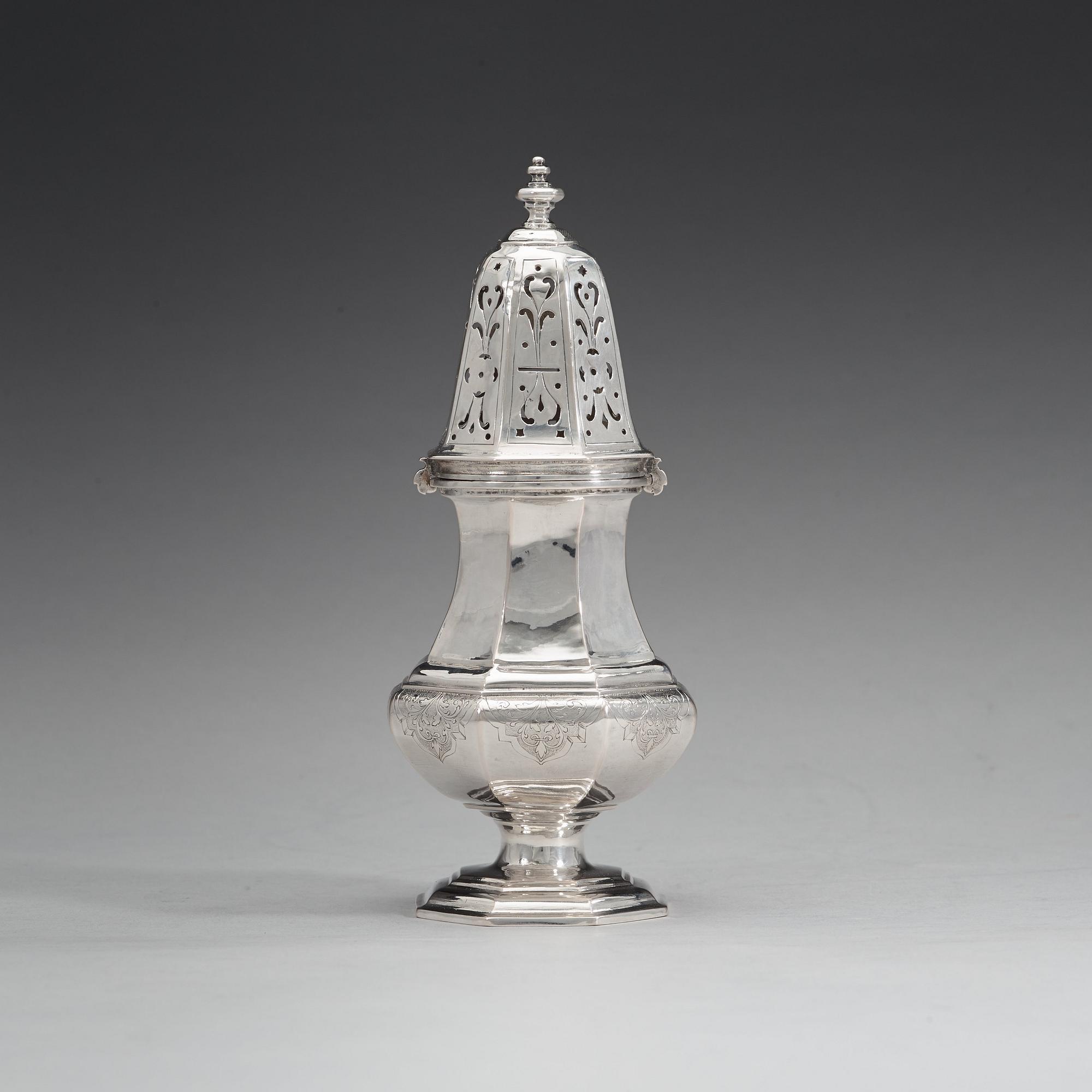 A Swedish 18th century silver sugar-caster, marks of Magnus Myrman, Norrköping (1706-1730).