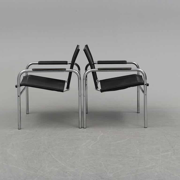 TORD BJÖRKLUND, a pair of 'Klinte' tubular steel easy chairs from IKEA.