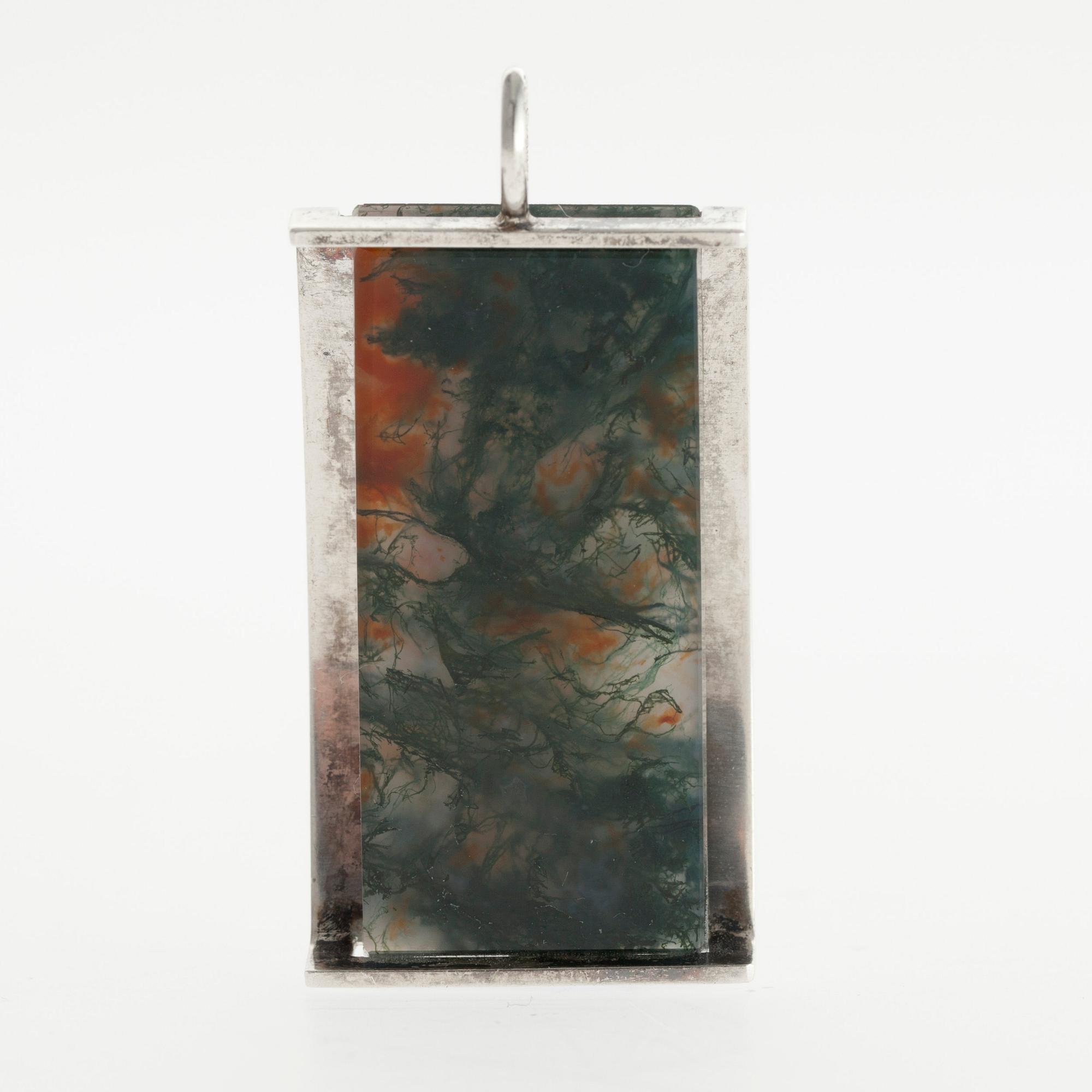 HÄNGE, sterling silver, mossagat, Elis Kauppi, Kupittaan Kulta 1963.