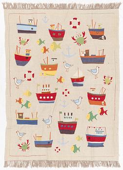 A hand-embroidered Kelim carpet, c. 225 x 170 cm.