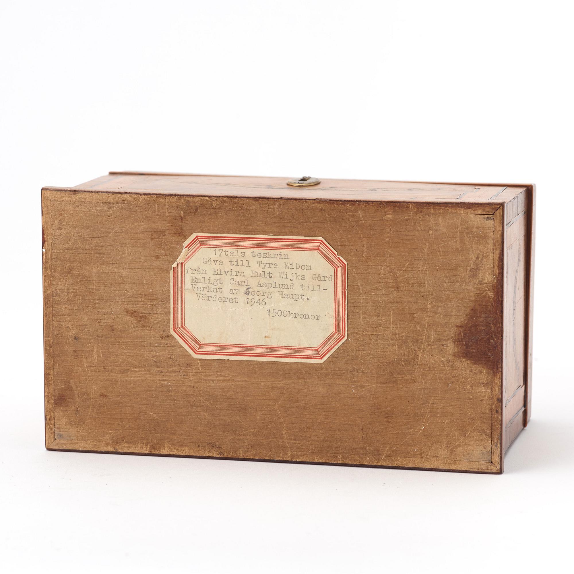 A Gustavian tea caddy by Georg Haupt (master 1770-84), not signed.