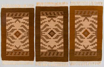 Greta Strandberg, 1920s flat weave carpets 1+3 for The Friends of Finnish Handicraft. Circa 300 x 190 and 100 x 60 cm.