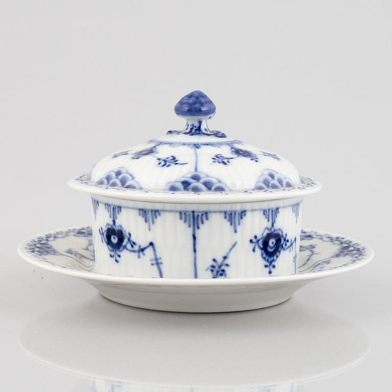 A 'Blue Fluted Half Lace' porcelain small round tureen with cover, Royal Copenhagen, model '707', 1960's/70's.