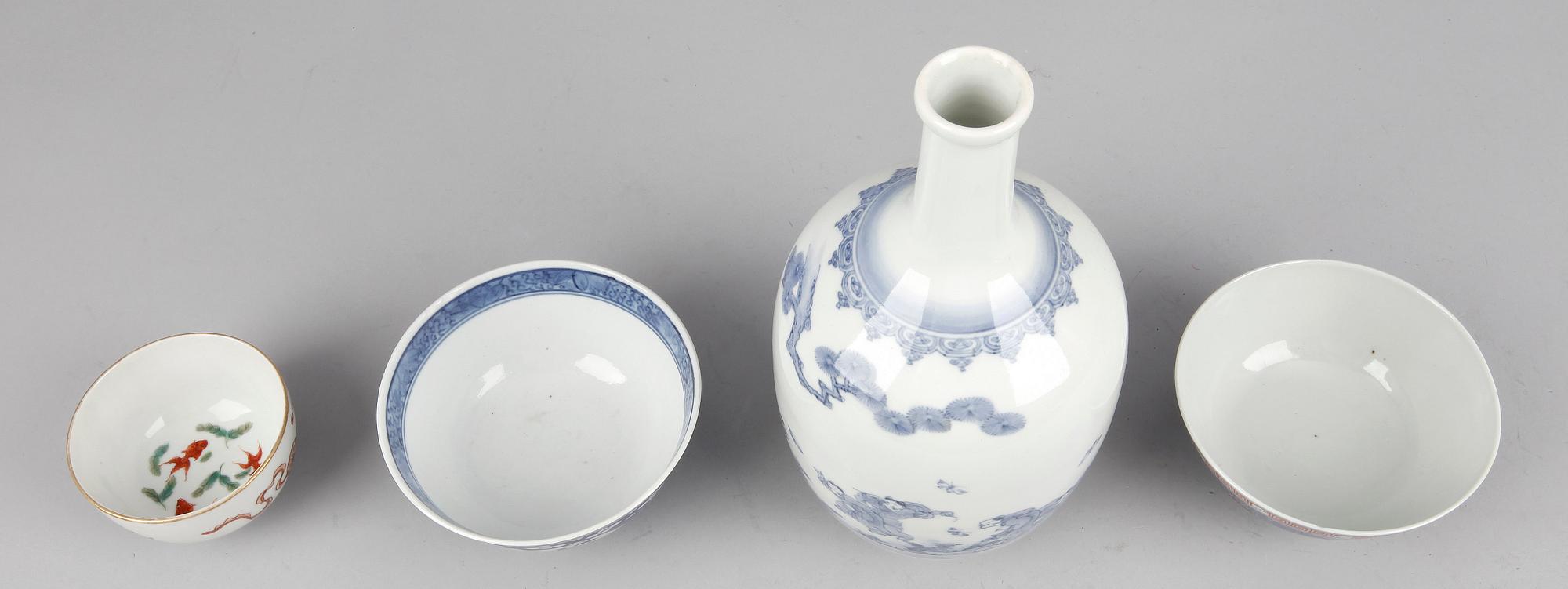 PARTI PORSLIN, 4 delar, Kina, bla Kangxi-stil, 1900/2000-tal.