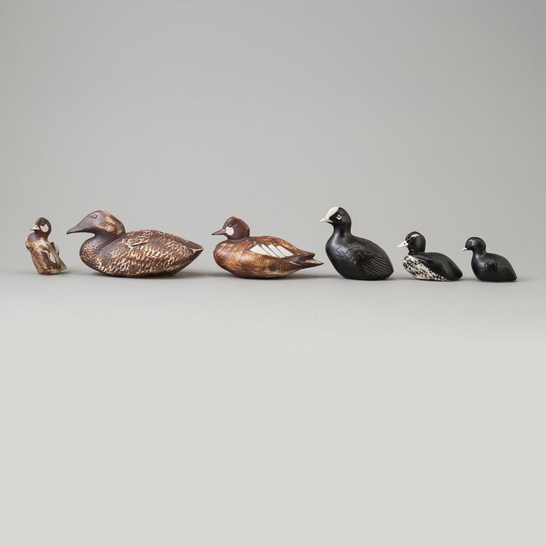 Six stoneware bird figurines by Paul Hoff.