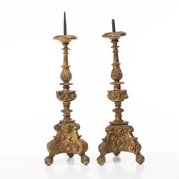 Two similar of altar candle sticks, south Europe, 18th/19th century.