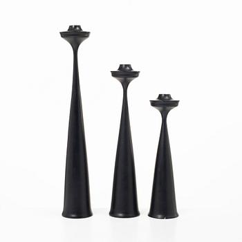 Laurids Lønborg, candlesticks, 3 pieces, Denmark, mid-20th century.