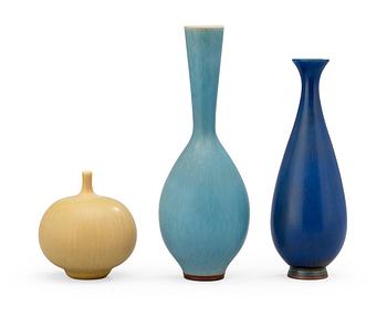 Three Berndt Friberg stoneware vases, Gustavsberg Studio 1969-70.