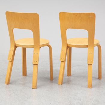 ALVAR AALTO, a pair of model 66 birch chairs from Artek, Finland.