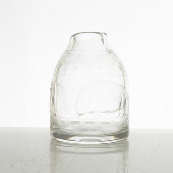 Erik Höglund, a glass vase, Boda Glasbruk Sweden 1950s.