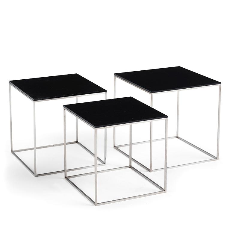 Poul Kjaerholm, a three-piece 'PK-71' nesting table, Fritz Hansen, Denmark, 2014.