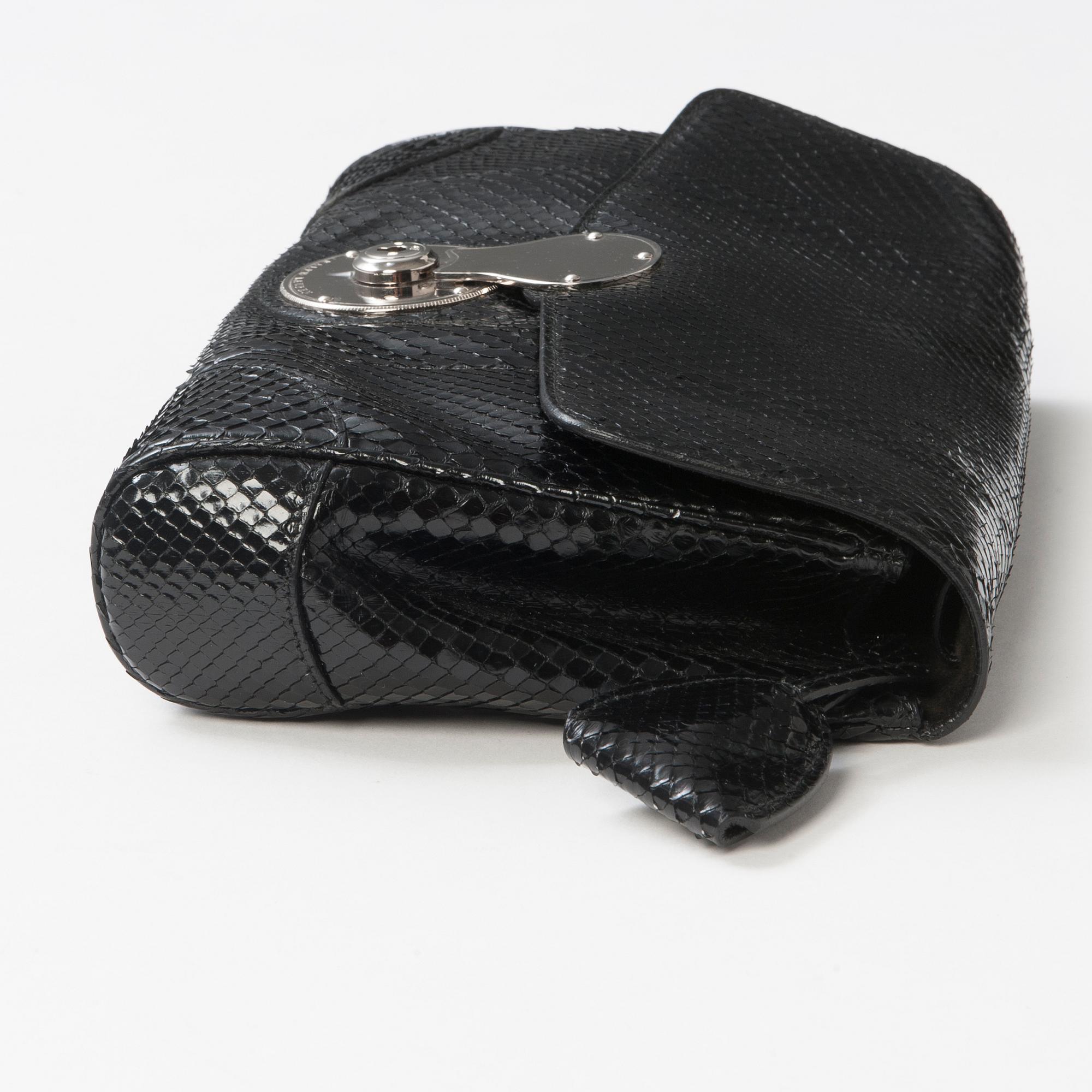 CLUTCH, Ralph Laurent, a black snakeskin embossed shoulder bag / clutch bag, Ralph Lauren.