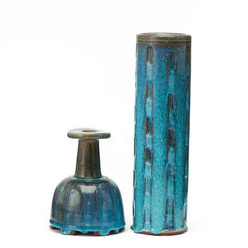 Wilhelm Kåge, Two Wilhelm Kåge 'Farsta' stoneware vases, Gustavsberg studio, Sweden 1960 and 1958.