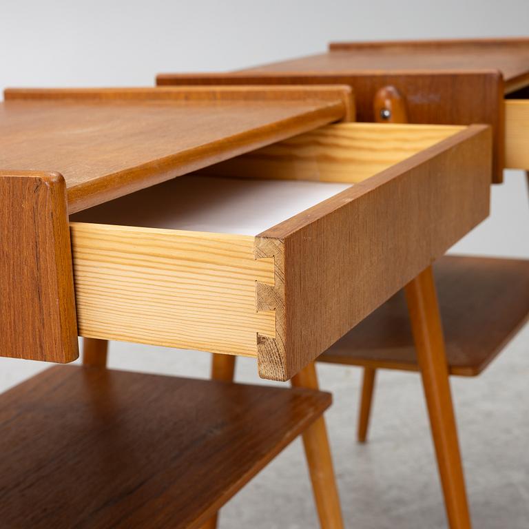 Bedside tables, a pair, AB Carlström & Co Furniture Factory, 1950s/60s.