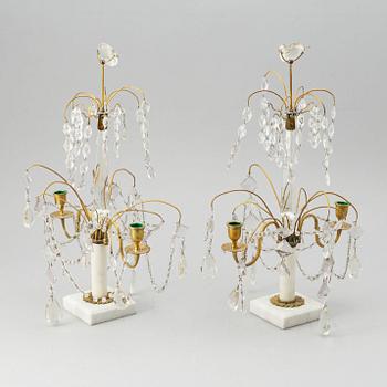 A pair of early Gustavian style 20th century table chandeliers.