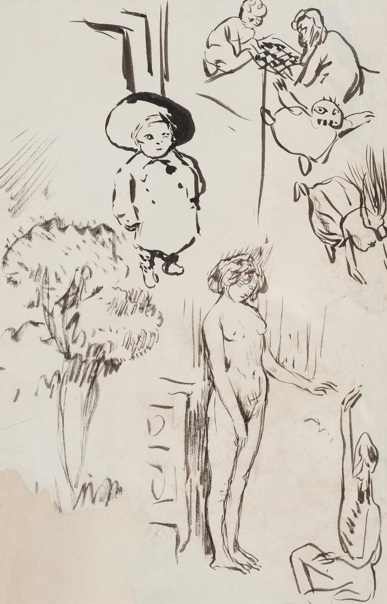 PIERRE BONNARD, Bläck på uppfodrat papper.
