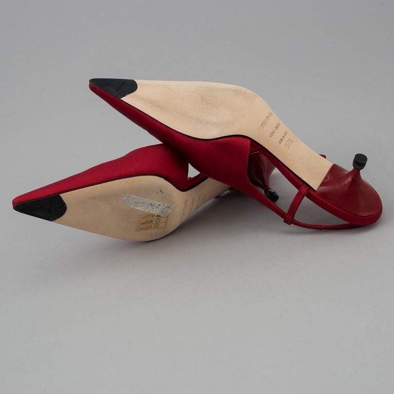 Red silk slingbacks by Sergio Rossi.