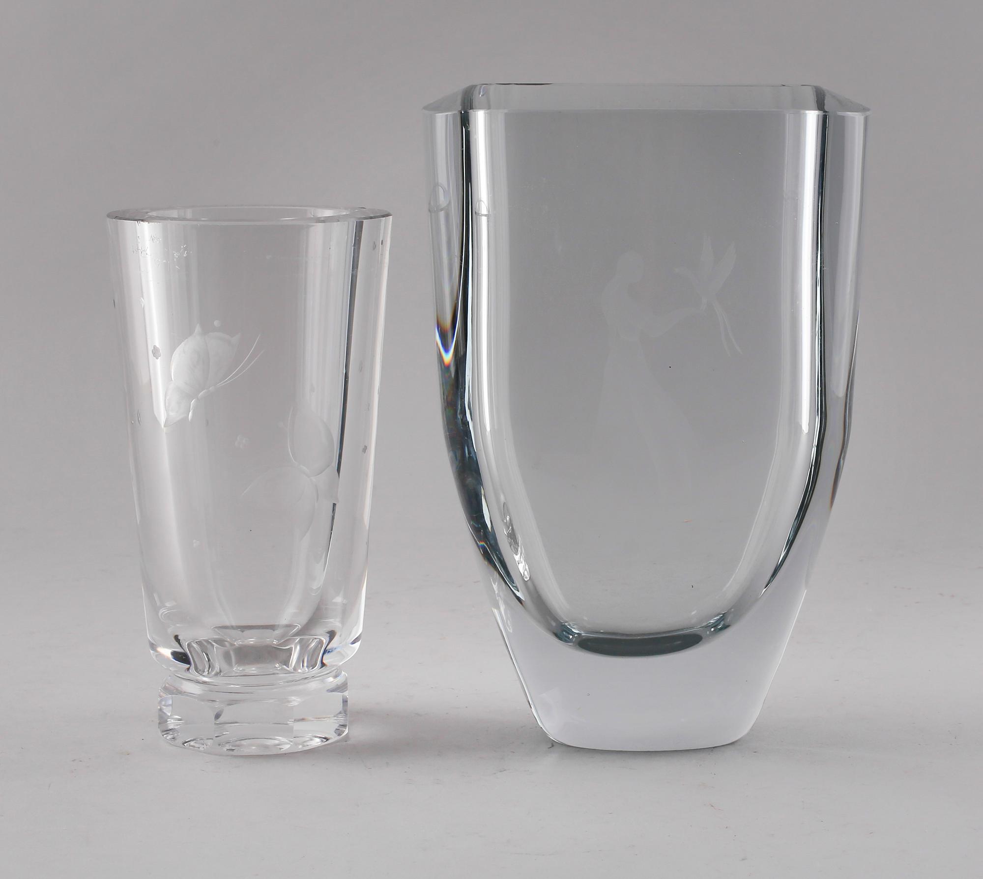 SAMLING GLASFÖREMÅL, 8 delar, bl a Orrefors, 1900-tal.