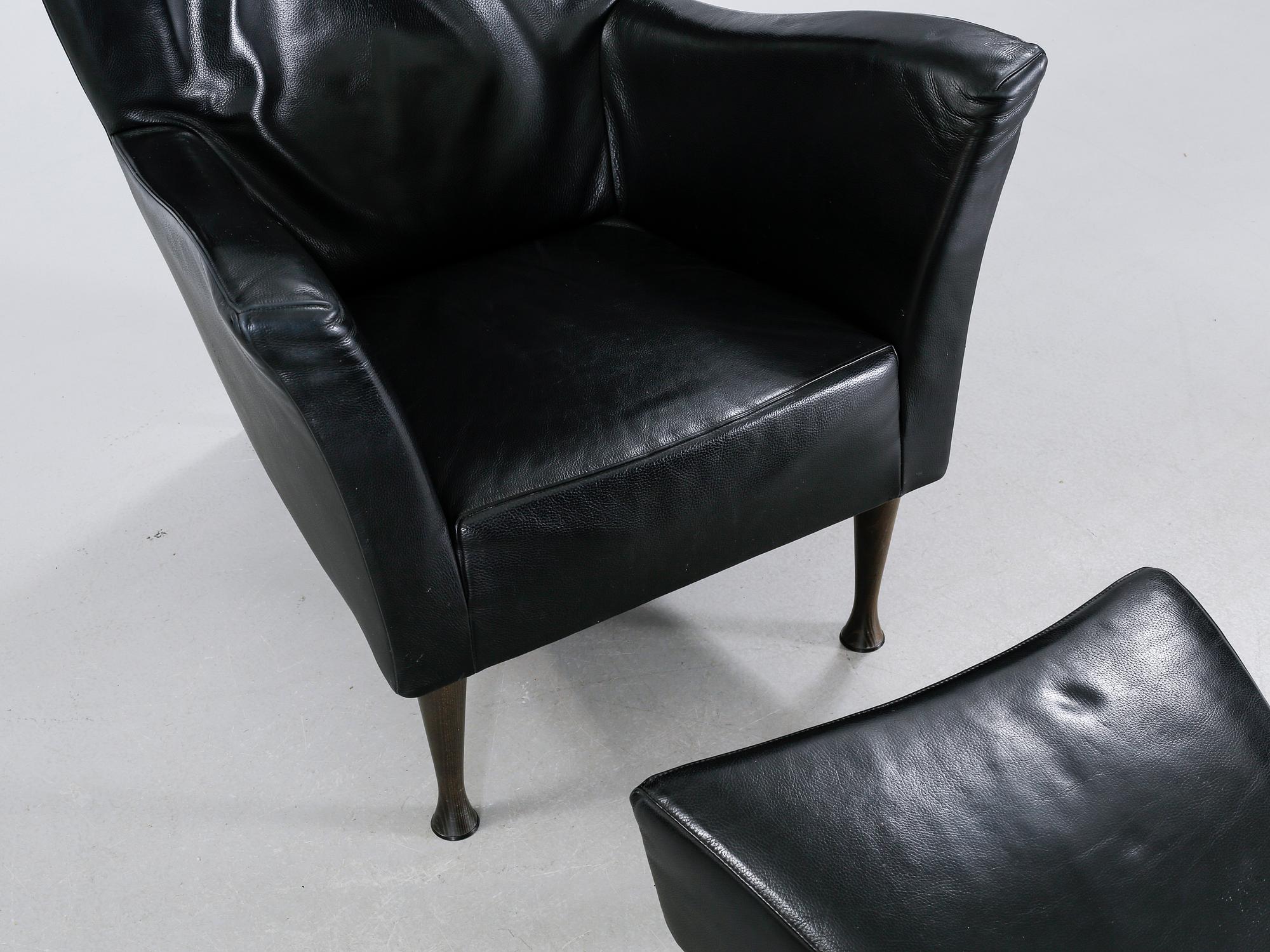 A lounge chair with foot stool by Gijs Papavoine for Montis, model "Castor", late 20th century.