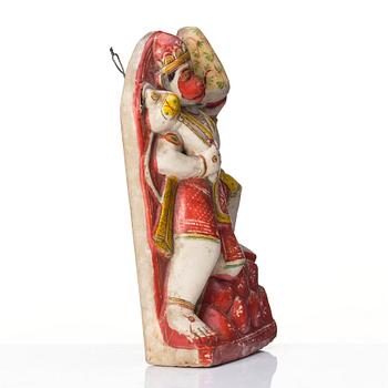 Skulptur, alabaster. Indien, Hannuman, sent 1800-tal.