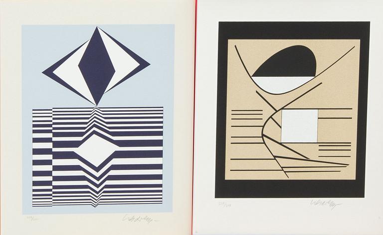 VICTOR VASARELY, 7 serigrafier i mapp, signerade och numrerade.