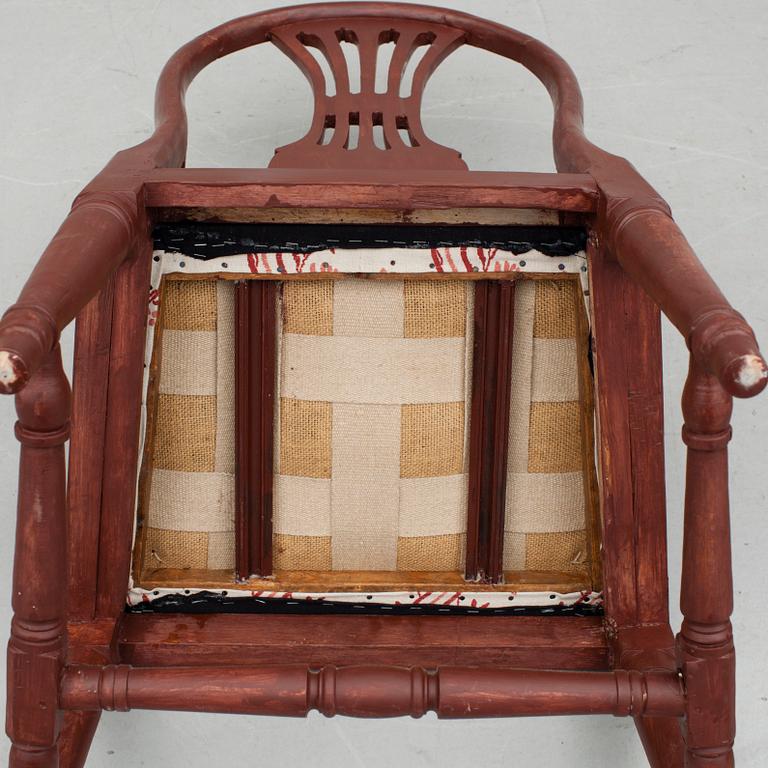 KARMSTOL / SKRIVBORDSTOL, 1700-talets slut. Gustaviansk.
