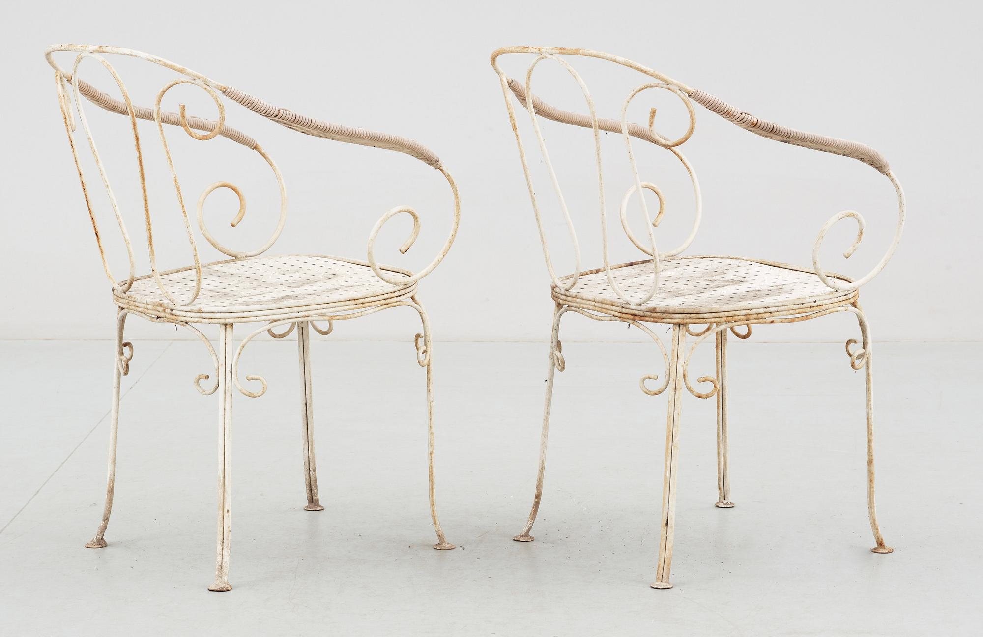 TRÄDGÅRDSSTOLAR, ett par, 1930/40-tal.