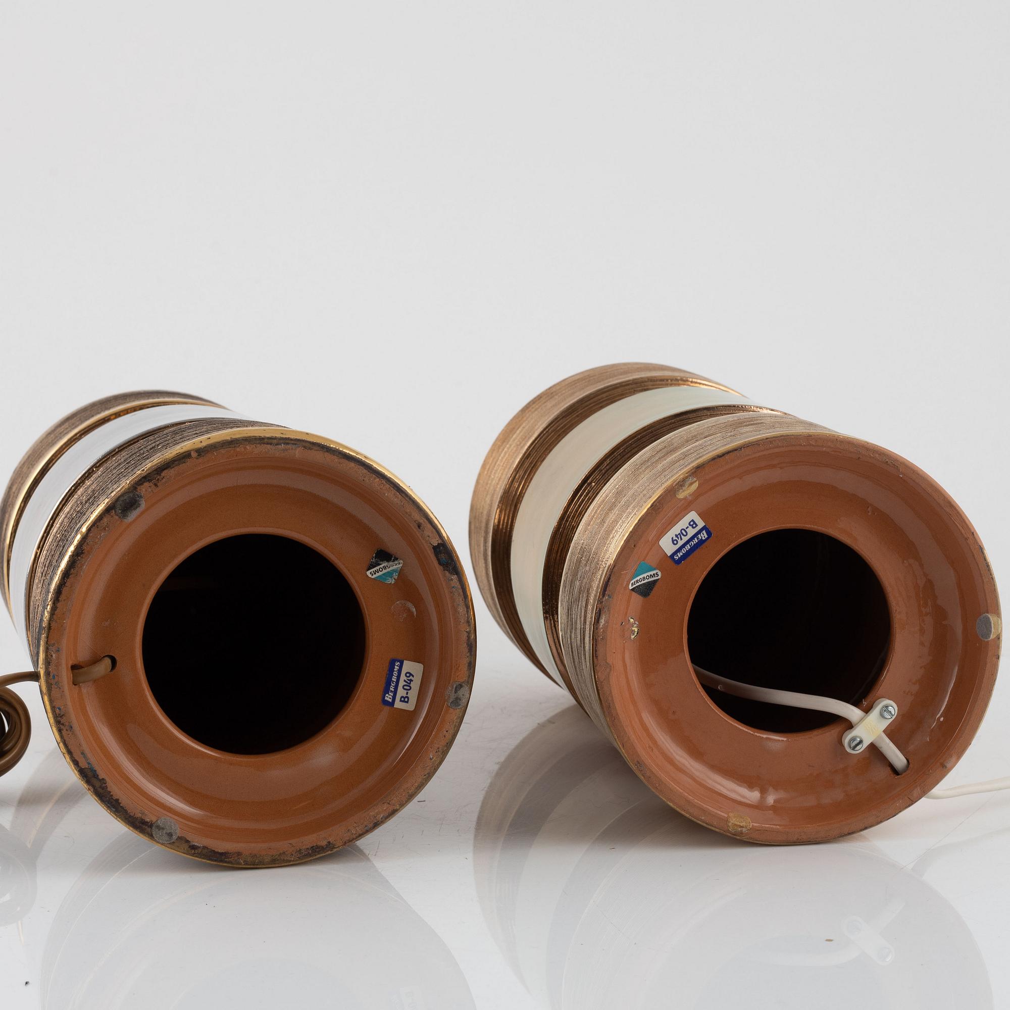 A pair of table lamps by Bitossi for Bergboms, 1960's/60's.