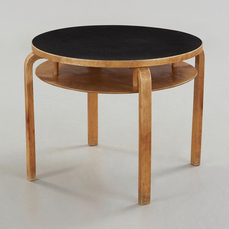 A black linoleum top birch table attributed to Alvar Aalto, Huonekalu-ja Rakennustyötehdas Oy for Artek, Finland 1940's.