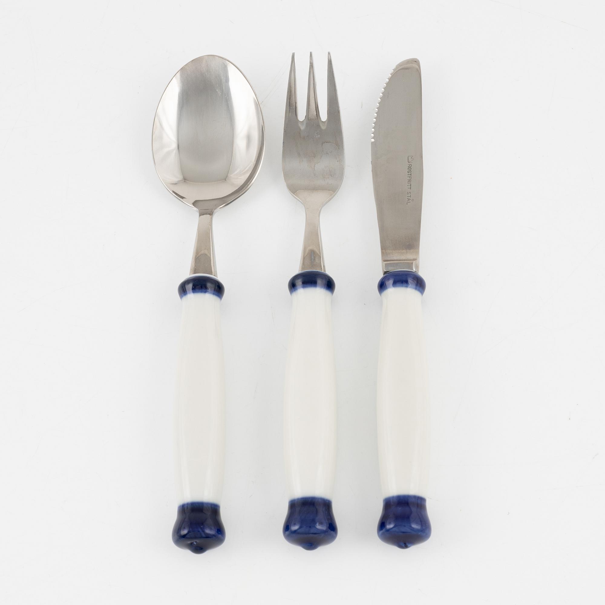 Hertha Bengtson, a 42-piece cutlery set, "Koka Blå", Rörstrand, Sweden.