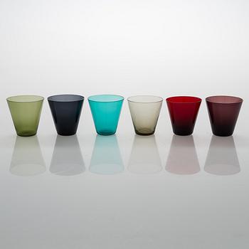 Kaj Franck,  Six '2744' drinking glasses for and Nuutajärv, 1950's. Jug '1610' for Iittala new production.