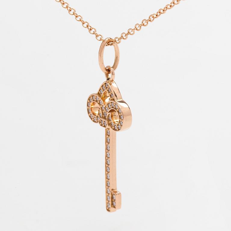 Tiffany & Co, kaulakoru, "Tiffany Keys" 18K ruusukultaa ja briljanttihiottuja timantteja.