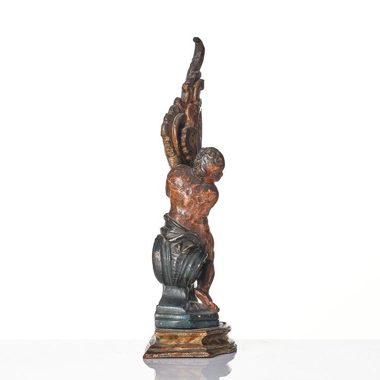 A Northern-European rococo carved pocket-watch holder, later part 18th century.