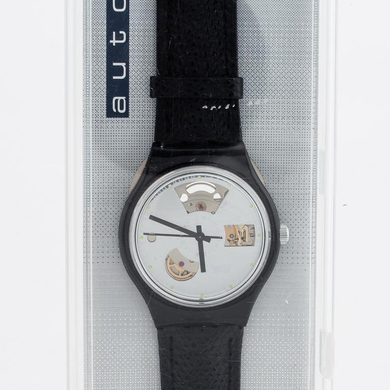 Swatch, Automatic, Black motion, wristwatch, 34 mm.