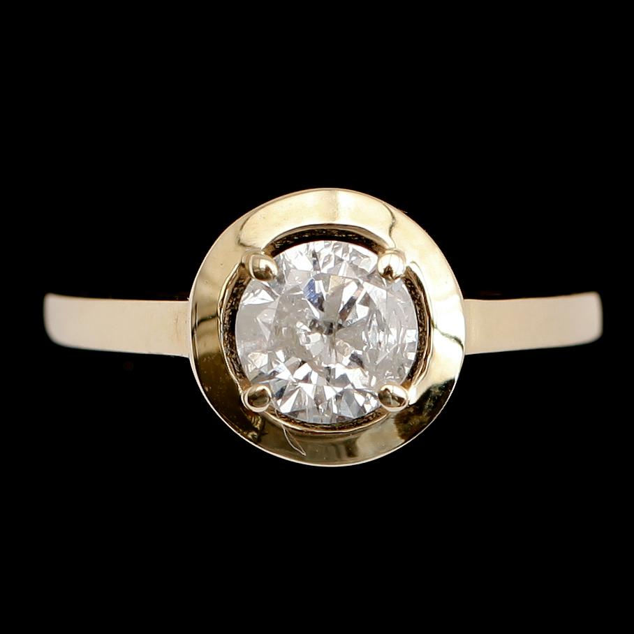 RING, 14 k guld, solitär briljantslipad diamant 0.81 ct.