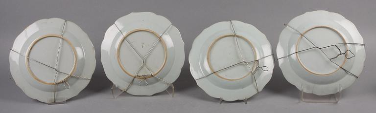 TALLRIKAR, 4 st, porslin. Kina, Qianlong 1736-95.