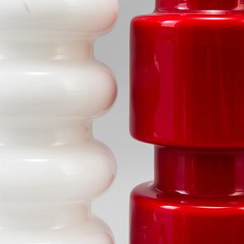 PO STRÖM, 2 glass table lamps, Alsterfors, 1960s.